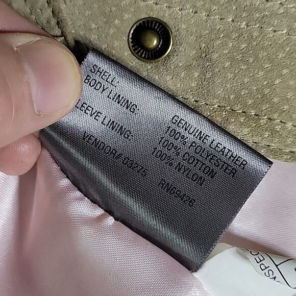 Wilsons Vintage Leather Blazer Button Up Lined Jacket Khaki Tan Womens Small - Picture 10 of 11